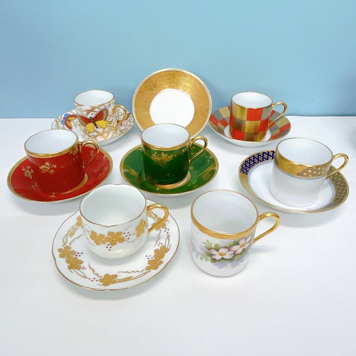 オールド大倉 デミタスカップ＆ソーサー 1931年 OKURA 金彩 大倉陶園 1637 大倉陶園 デミタス カップ＆ソーサー 6種 ＋単品2 色々 柄もの