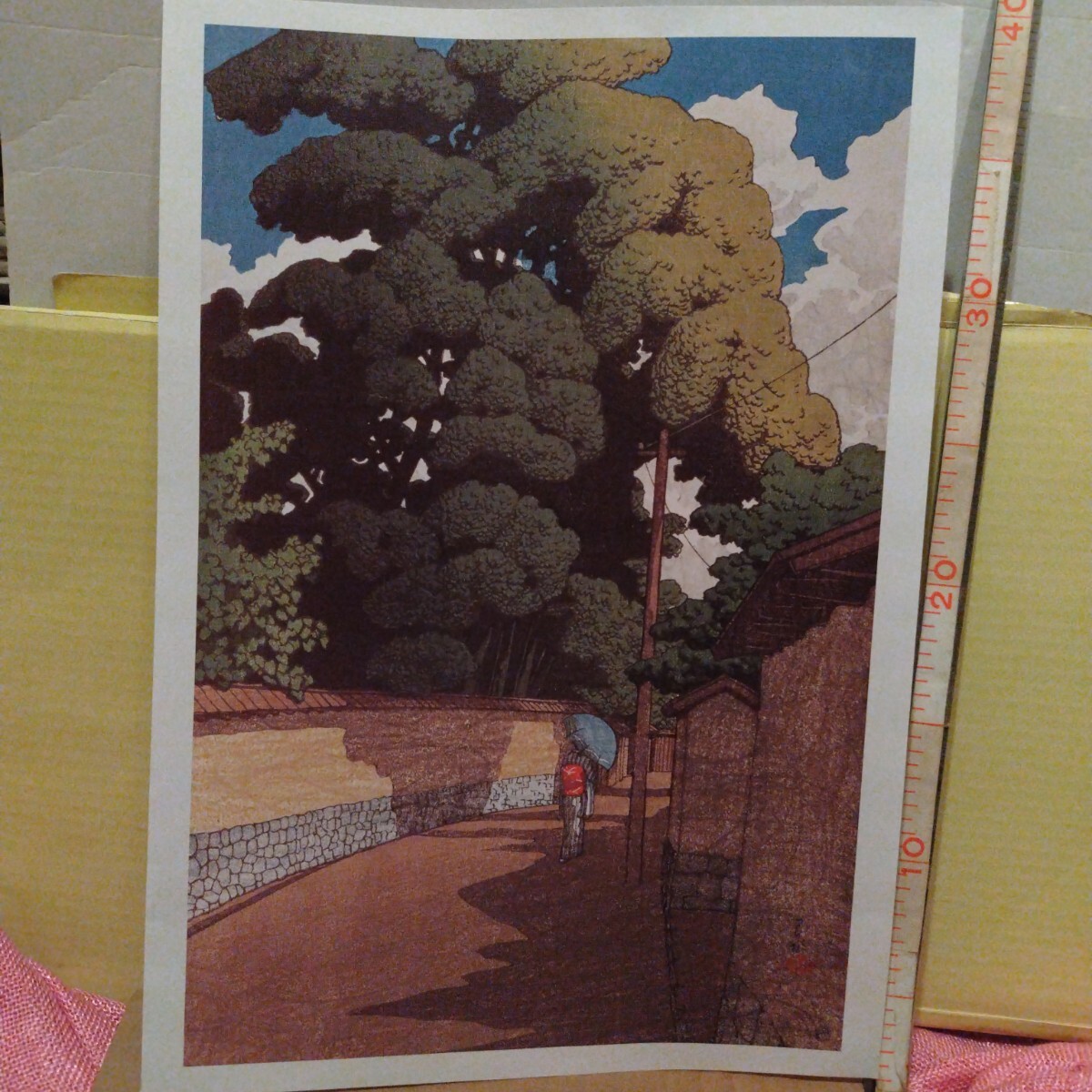 川瀬巴水　金沢下本多町　大正10年 こころの風景　印刷物　36cm×24cm　 木版画　アンティーク　ビンテージ　印刷物　同梱不可_1