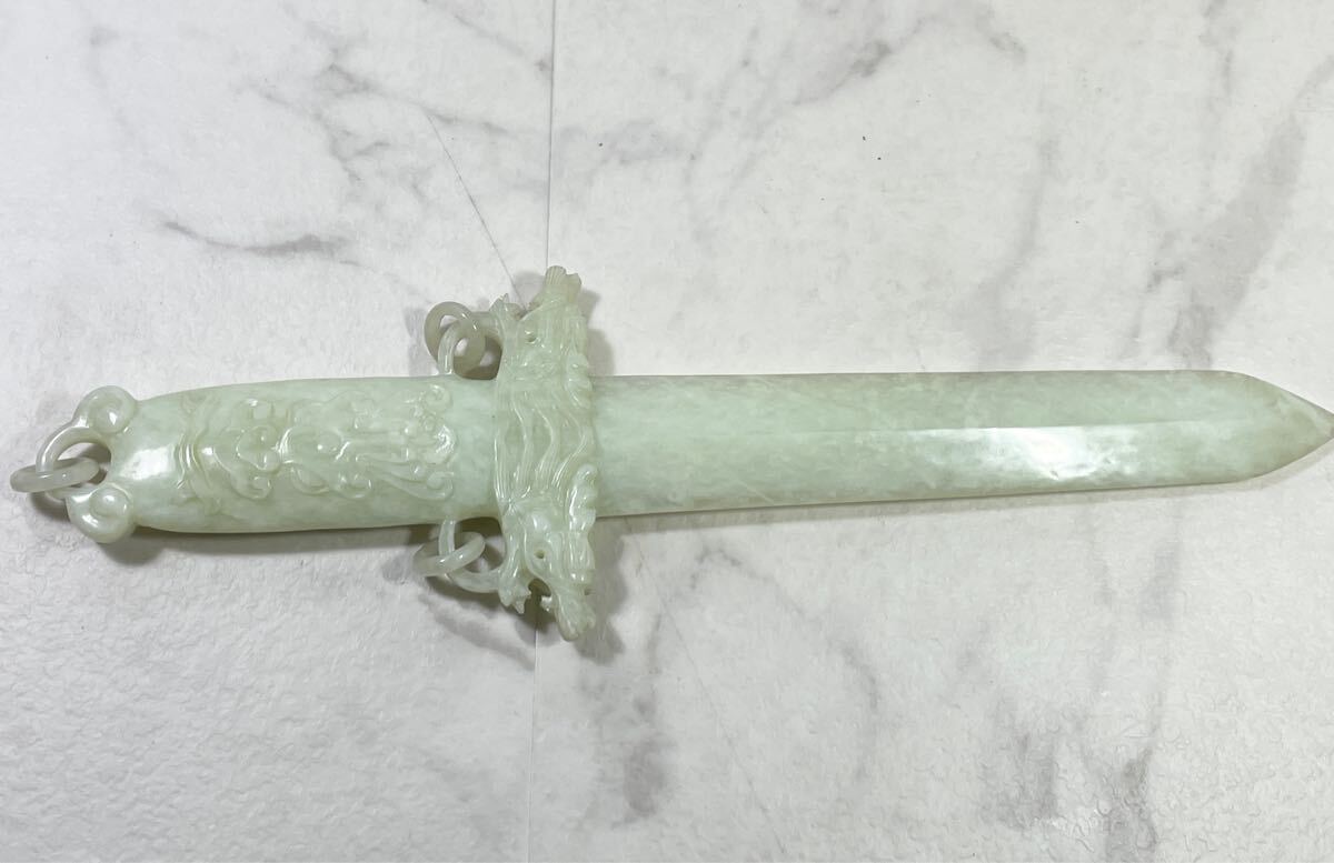 翡翠 置き物　骨董　インテリア アンティーク　 置物　材質不明 刀 剣 _5