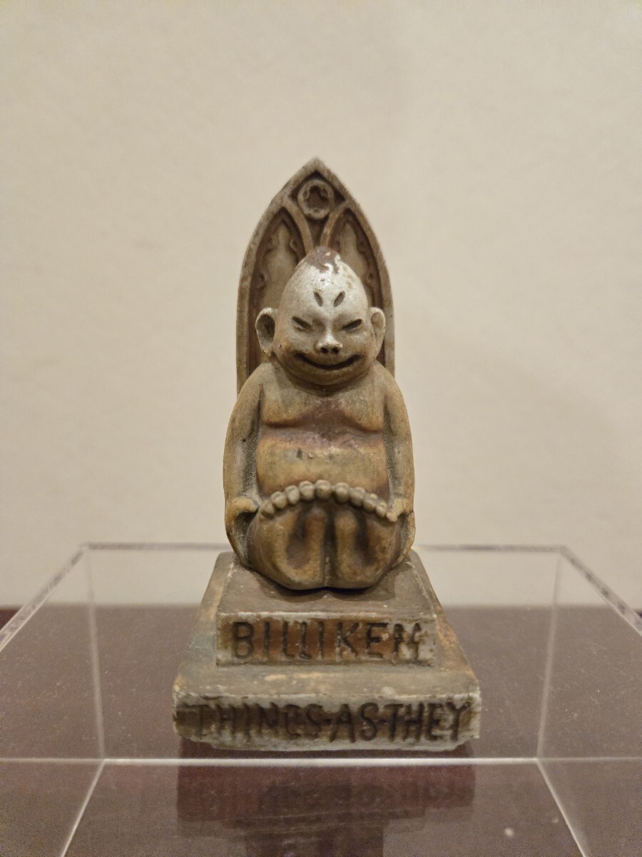 ビンテージ ビリケン USA 陶器製 BILLIKEN アンティーク 当時物 オブジェ 縁起物 時代物 ビリケン像 福の神 幸運の神 希少_1