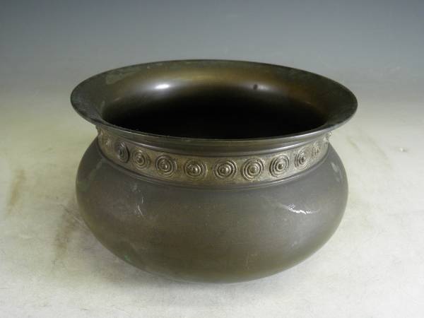 ◆唐銅エフゴ渦巻文建水◆_1