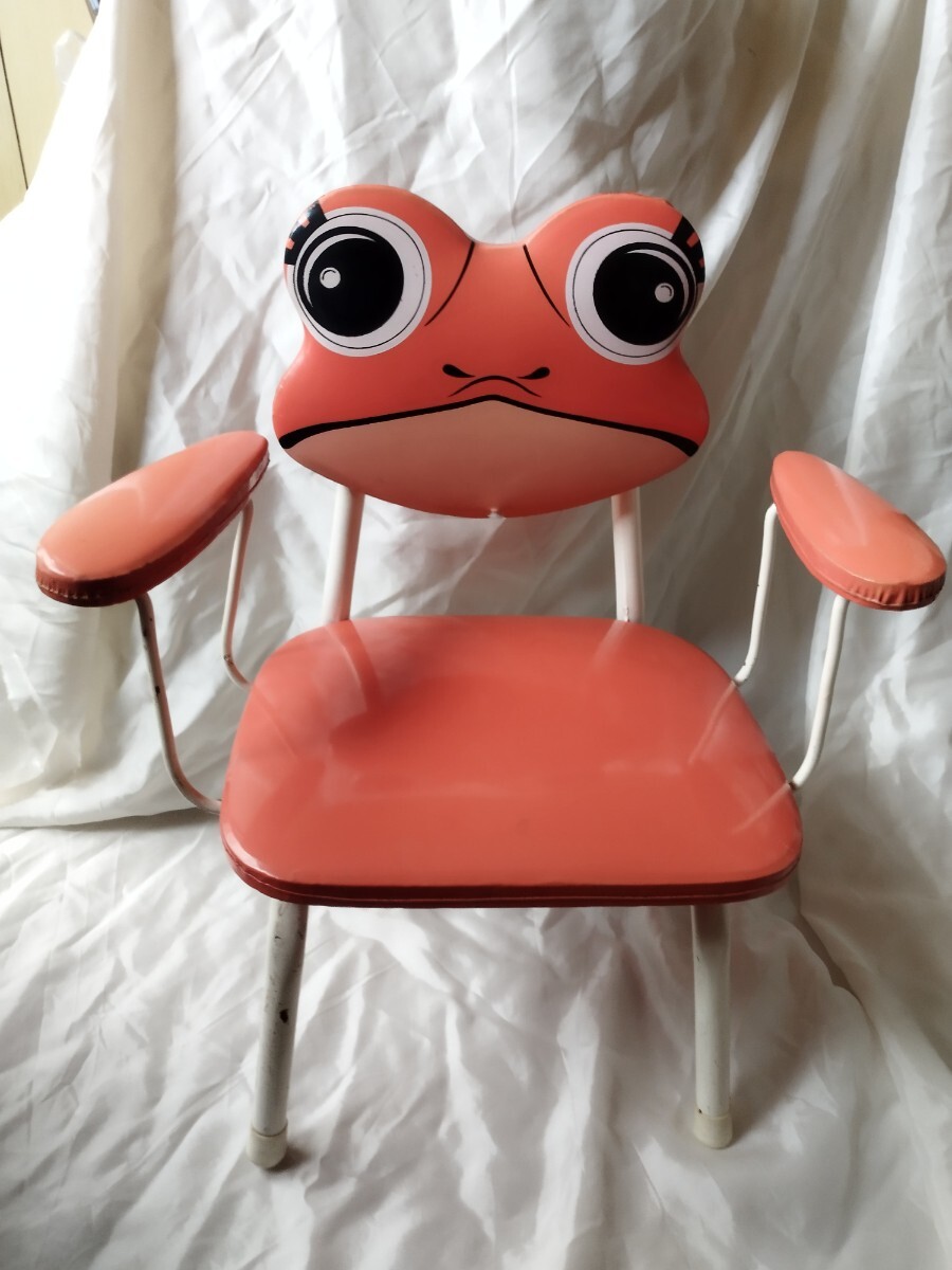 昭和レトロ ケロヨン カエルの子供椅子 音が鳴るイス 当時物(雑貨