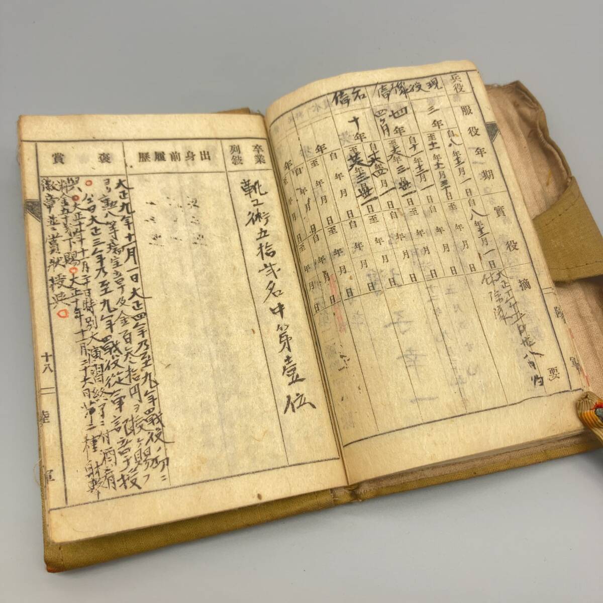 A73827 当時物 戦時中 軍隊手帳 写真 帝国陸軍階級章 一等兵 装飾品