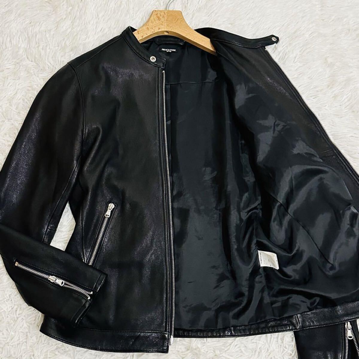 美品 希少L フリークスストア ゴートレザー シングルライダース