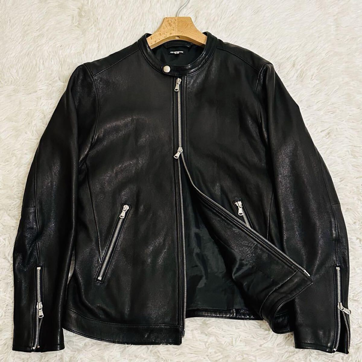 美品 希少L フリークスストア ゴートレザー シングルライダース 
