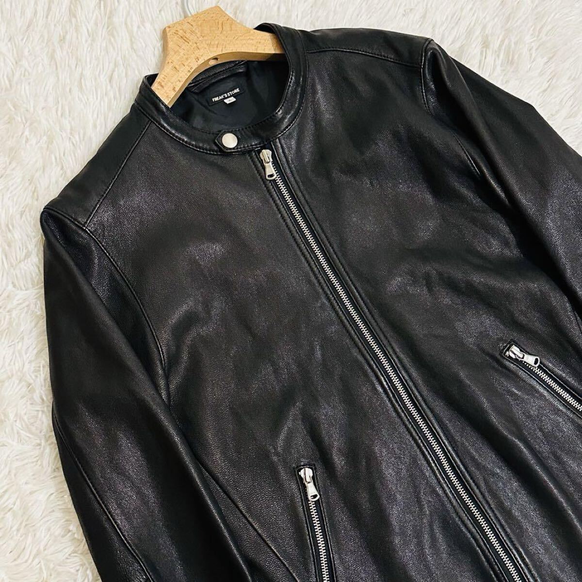 美品 希少L フリークスストア ゴートレザー シングルライダース 