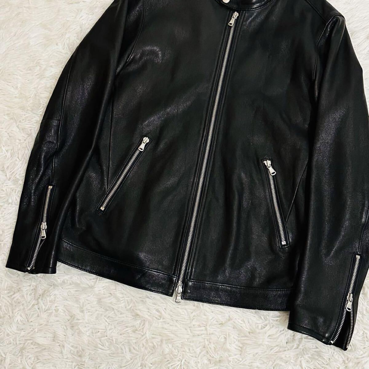 美品 希少L フリークスストア ゴートレザー シングルライダース 