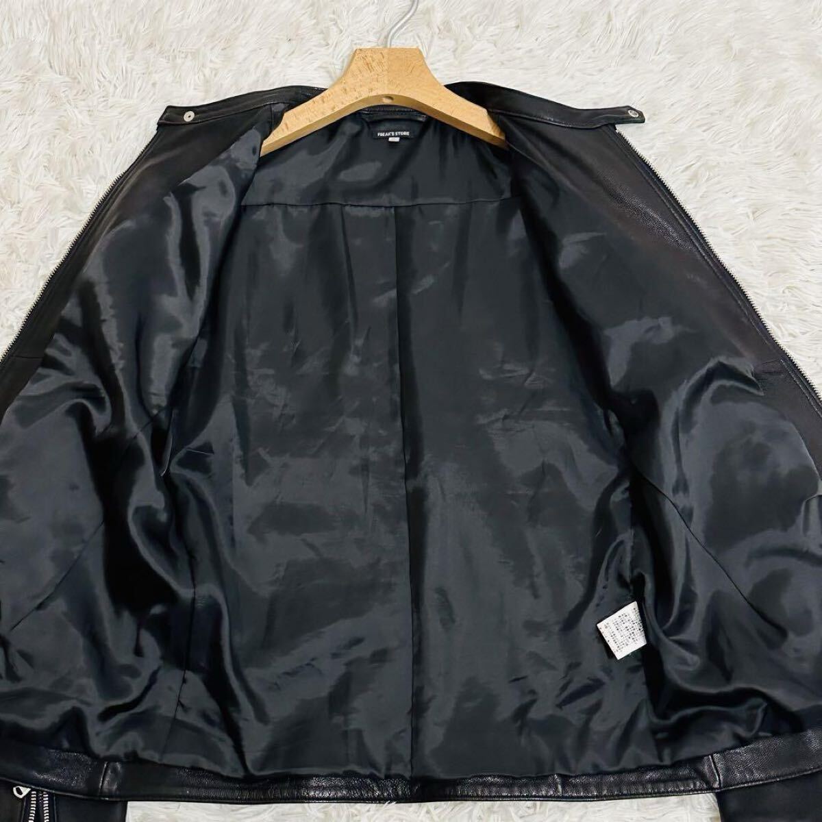 美品 希少L フリークスストア ゴートレザー シングルライダース 