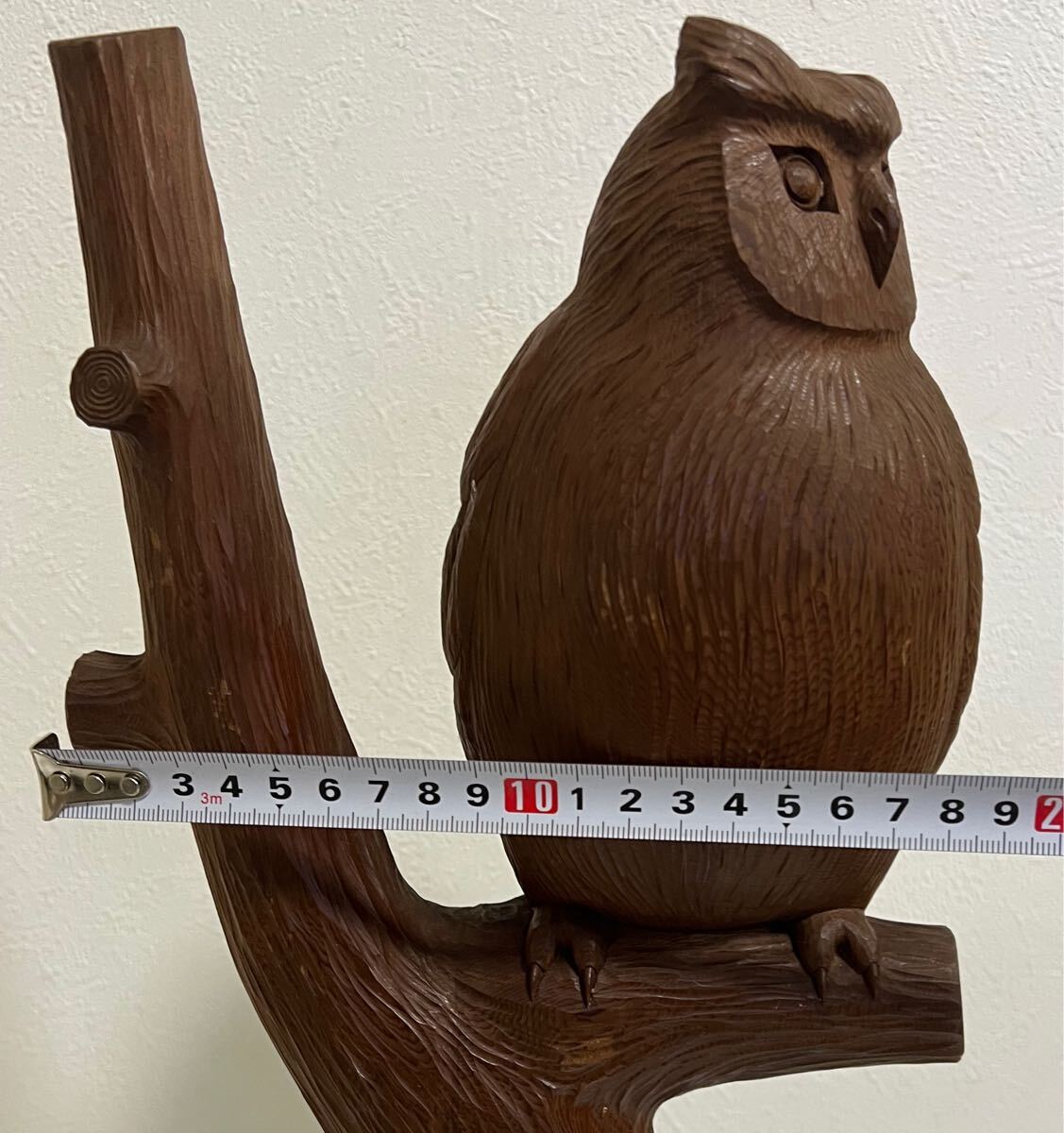梟 フクロウ 福沢仁 北海道民芸 アイヌ 木彫 彫刻 壁掛け 置物