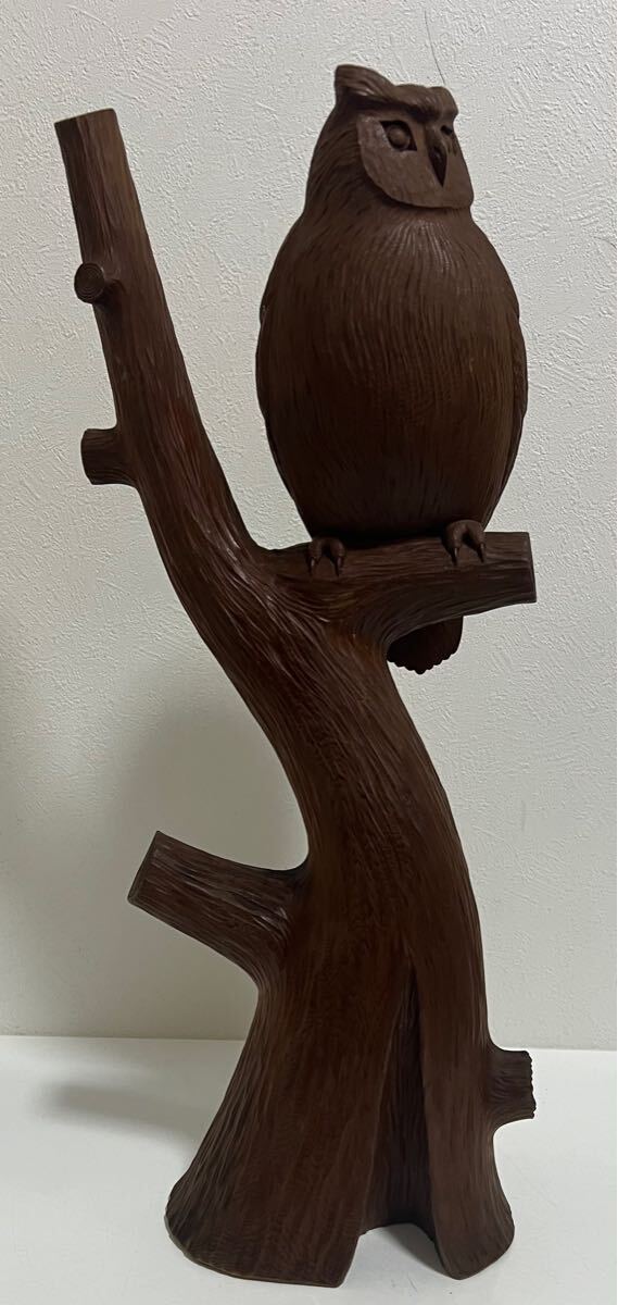 梟 フクロウ 福沢仁 北海道民芸 アイヌ 木彫 彫刻 壁掛け 置物