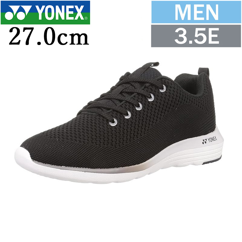 M01Y ブラック 27.0cm ヨネックス YONEX ウォーキングシューズ メンズ 男性用 スニーカー 3.5E 靴 パワークッション ファスナー 