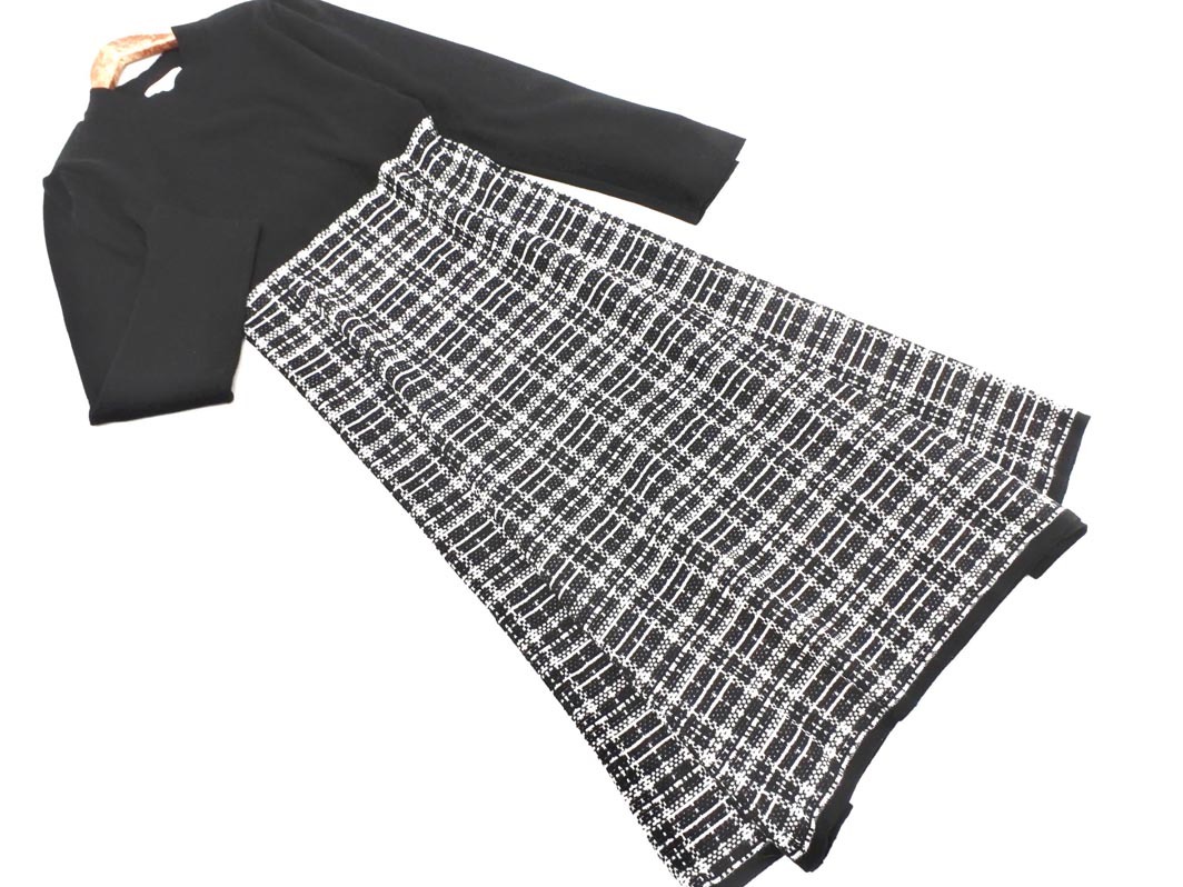 INDEX インデックス チェック 切替 ニット ワンピース sizeL/黒x白 elc7 レディース(Lサイズ)|売買されたオークション情報 ...