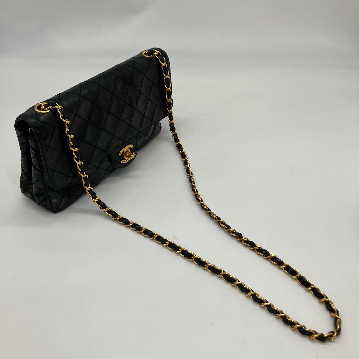 美品 CHANEL 2way チェーンショルダーバッグ マトラッセ ラムスキン 