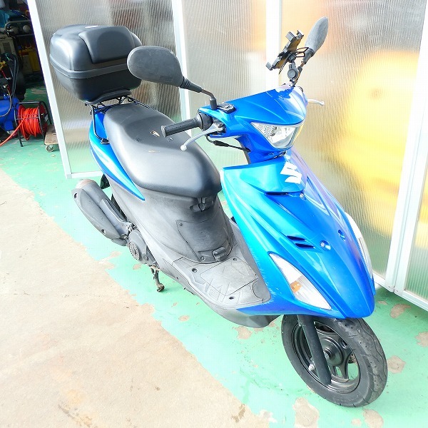 和泉市引取限定 スズキ アドレス V125S EBJ-CF4MA 書類付 スクーター バイク 125cc エンジン始動 SUZUKI リアボックス付 中古■MV026s■ スズキ V125S 和泉市引取限定 エンジン始動 中古■MV026s■ カスタム箇所多数、訳アリのためジャンクで
