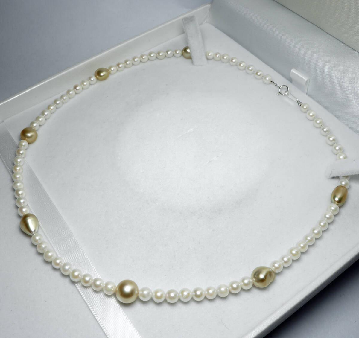 ★天然南洋白蝶パール ケシ珠 ゴールド 8.5mm アコヤパール 5.0mm 最高級 43.5cm SV ネックレス 宝石 ジュエリー jewelry_4
