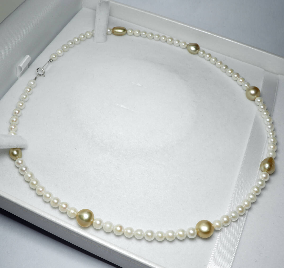 ★天然南洋白蝶パール ケシ珠 ゴールド 8.5mm アコヤパール 5.0mm 最高級 43.5cm SV ネックレス 宝石 ジュエリー jewelry_5