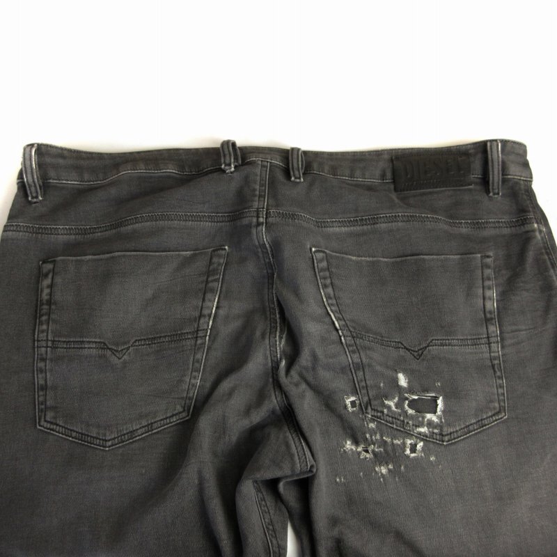 DIESEL】ダメージ加工ストレッチデニムパンツW28灰ディーゼル 