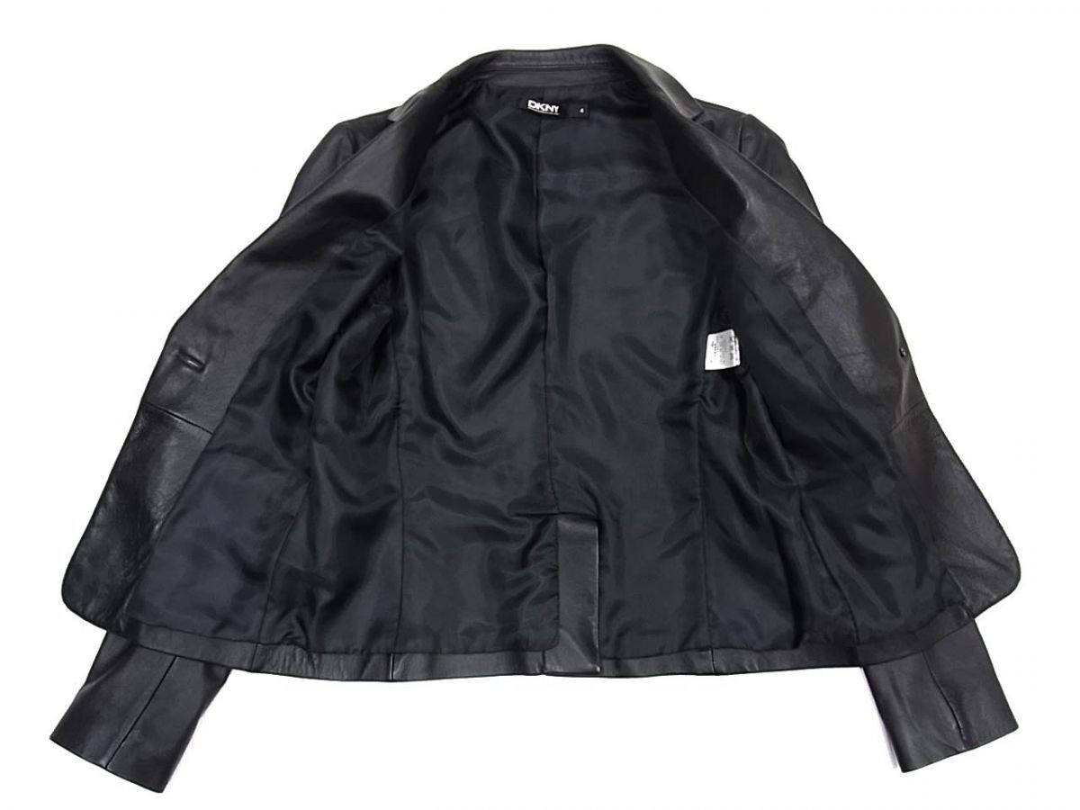 ◇DKNY DONNA KARAN NEWYORK ラムレザージャケット 羊革 テーラード 