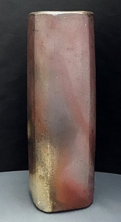 【爺】★ 島村 光 ★ 備前四方花生 /共箱 ★ 県重文作家 ★960 _3