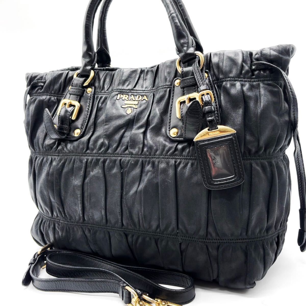 1円【最高級】PRADA プラダ 2way ショルダーバッグ ハンド トート 