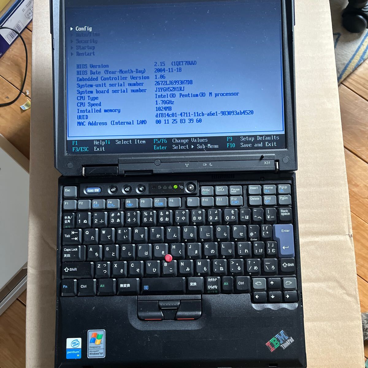 IBM Thinkpad x31 BIOS起動 拡張ドック acアダプタ付属 ジャンク