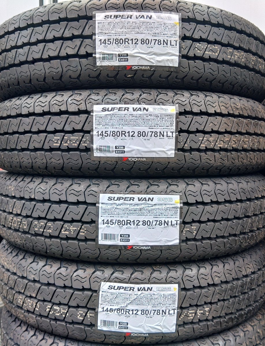 1円スタート 新品 4本価格★145/80R12 80/75N LT YOKOHAMA SUPER VAN356 2024年製 夏タイヤ★条件付送料無料★軽トラ 軽バン 軽バス_1