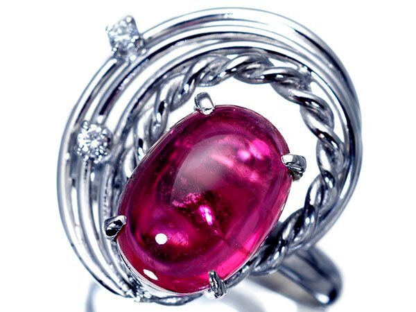1円～【ジュエリー極】希少宝石！カボション天然ルベライト4.12ct＆ 