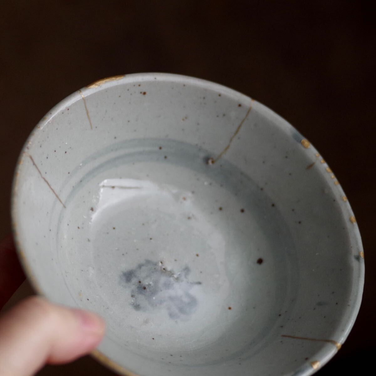 安南花文染付茶碗 18世紀 小服茶碗 飯茶碗 鉢 茶道具 青華 古民藝 骨董