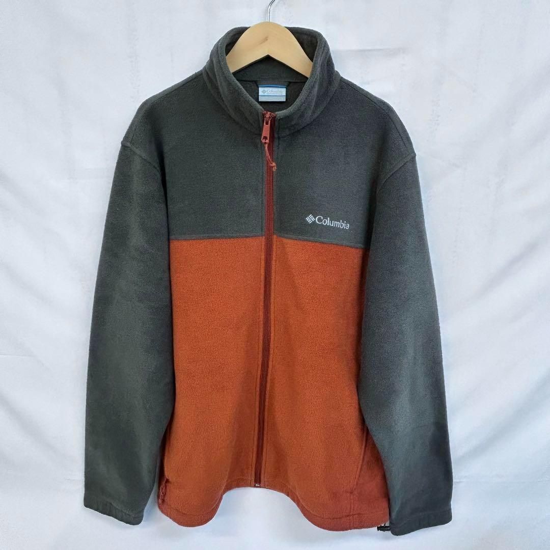 コロンビア フリースジャケット メンズ L オレンジ×グレー 刺ロゴ 美品 