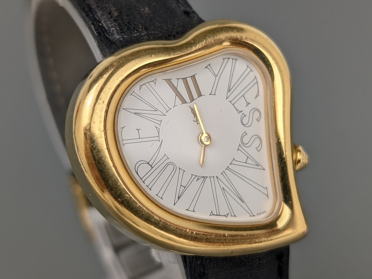 美品 YVES SAINT LAURENT イブサンローラン 04F ハート クォーツ レディース 腕時計 YSL UC-25KT/000