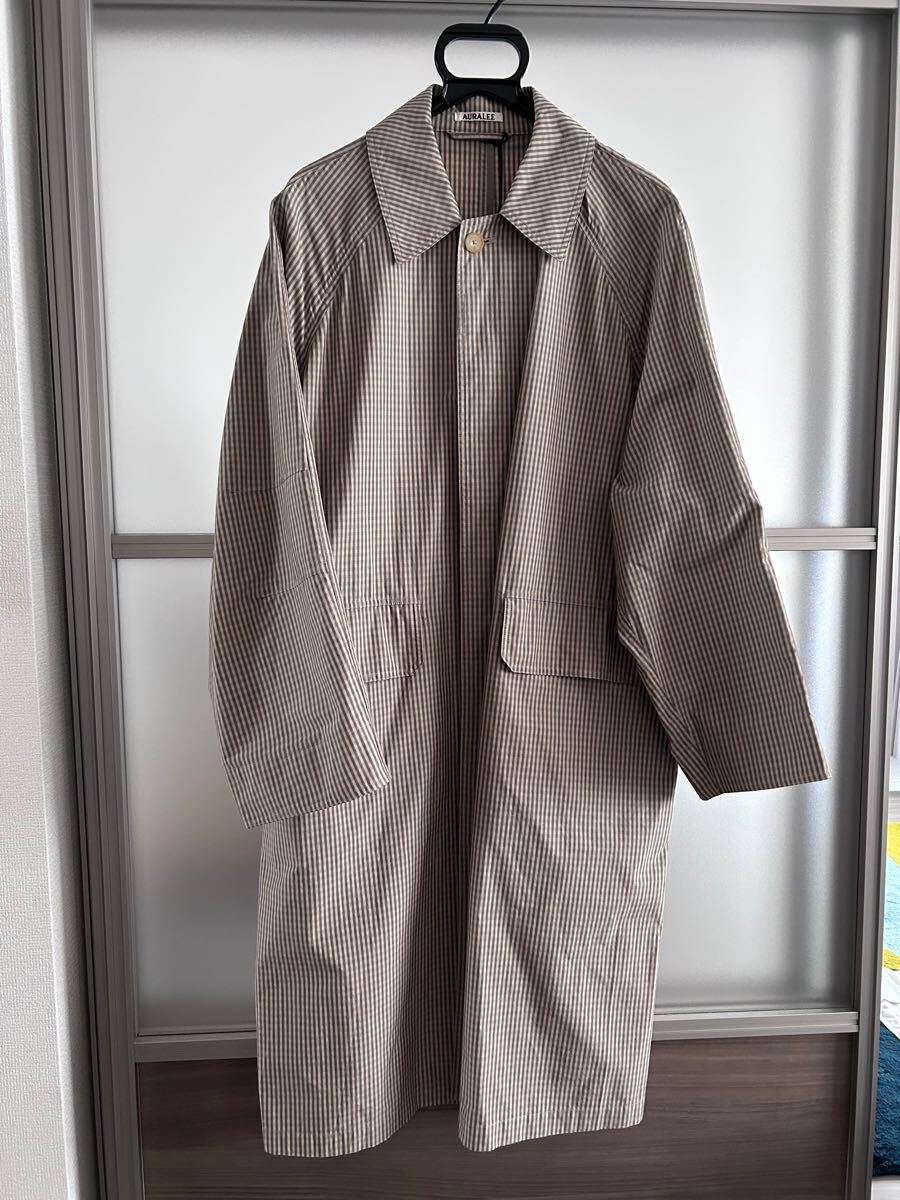 AURALEE / FINX WEATHER CLOTH CHECK COAT AURALEE FINX POLYESTER