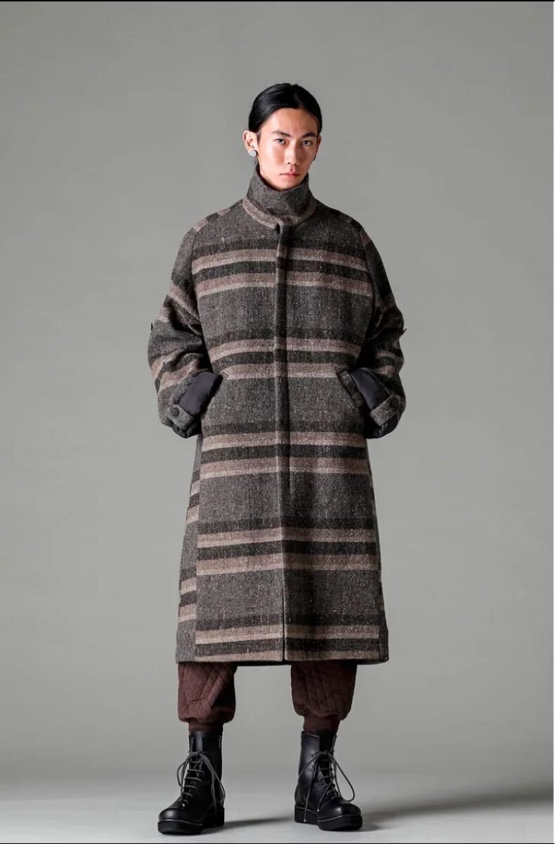 DEVOA Hight neck coat striped wool - DEVOA Hight neck coat striped