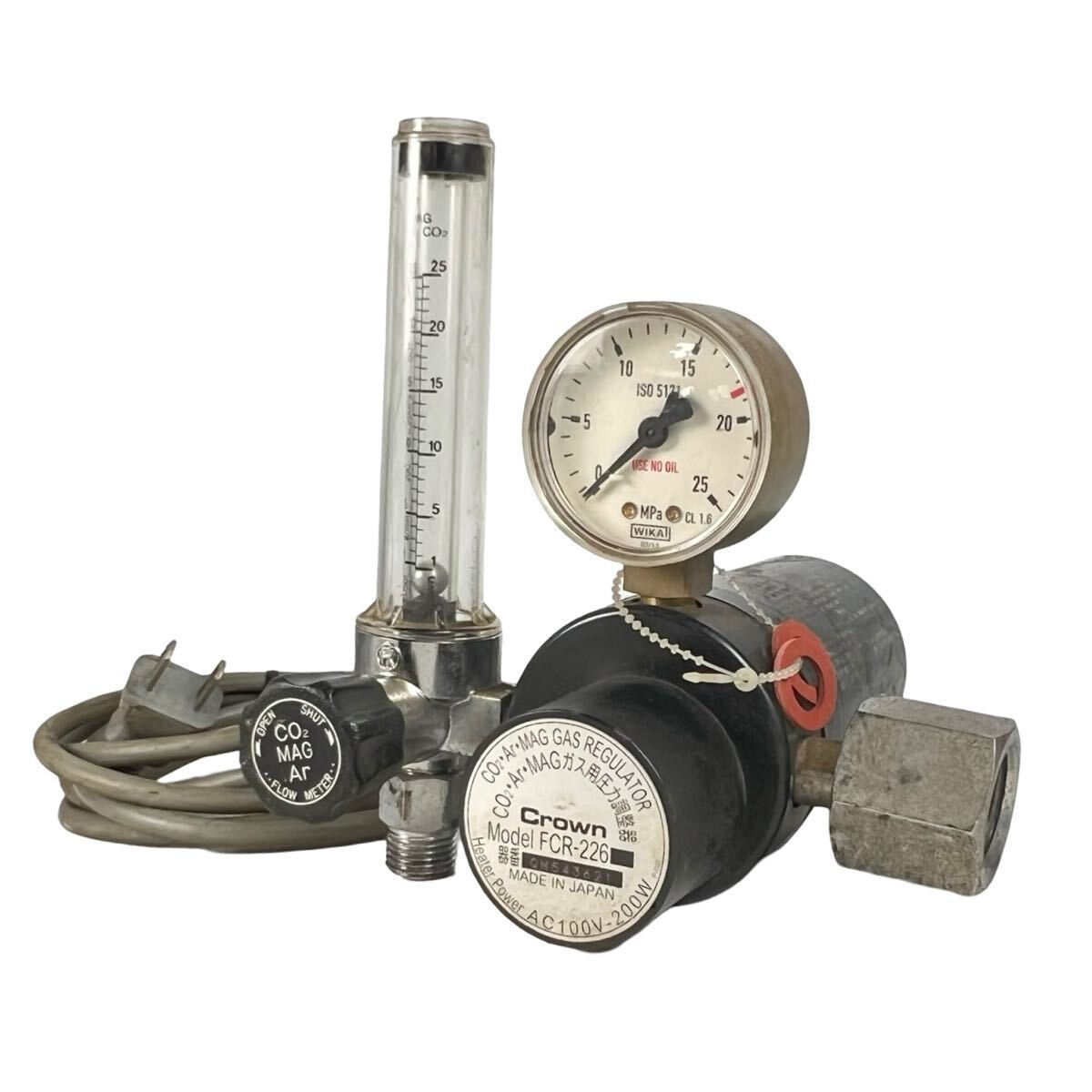未確認ジャンク■CO2 Ar MAG ガス用圧力調整器 クラウン Crown FCR-226 アルゴン 二酸化炭素 レギュレーター 中古品■兵庫県姫路市発 C3