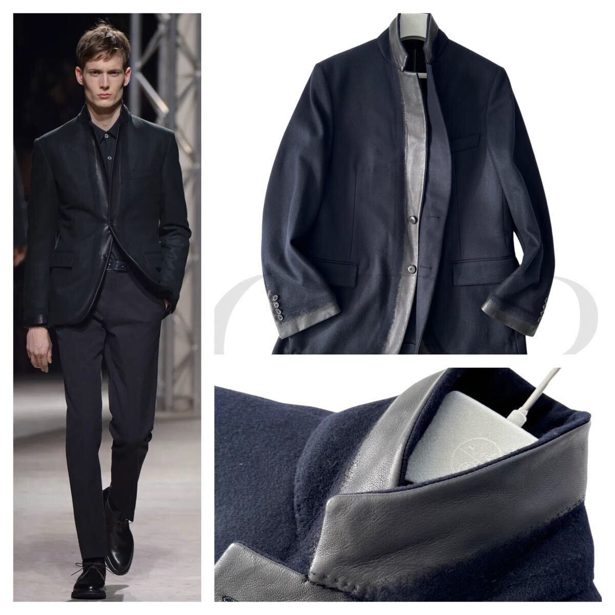 HERMES エルメス 　秋冬◎濃紺！一生物！　ランウェイコレクション　SUPER120Swool ファントムテクニック　ジャケット　５４