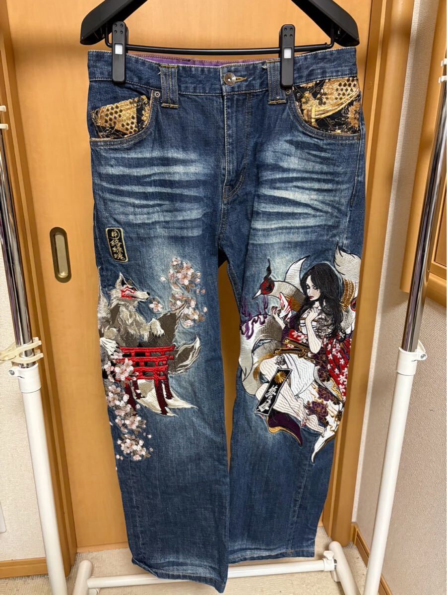  抜刀娘絡繰魂コラボデニムパンツカラー インディゴ(W32～)｜売買されたオークション情報、yahooの商品情報をアーカイブ公開 - オークファン W32～