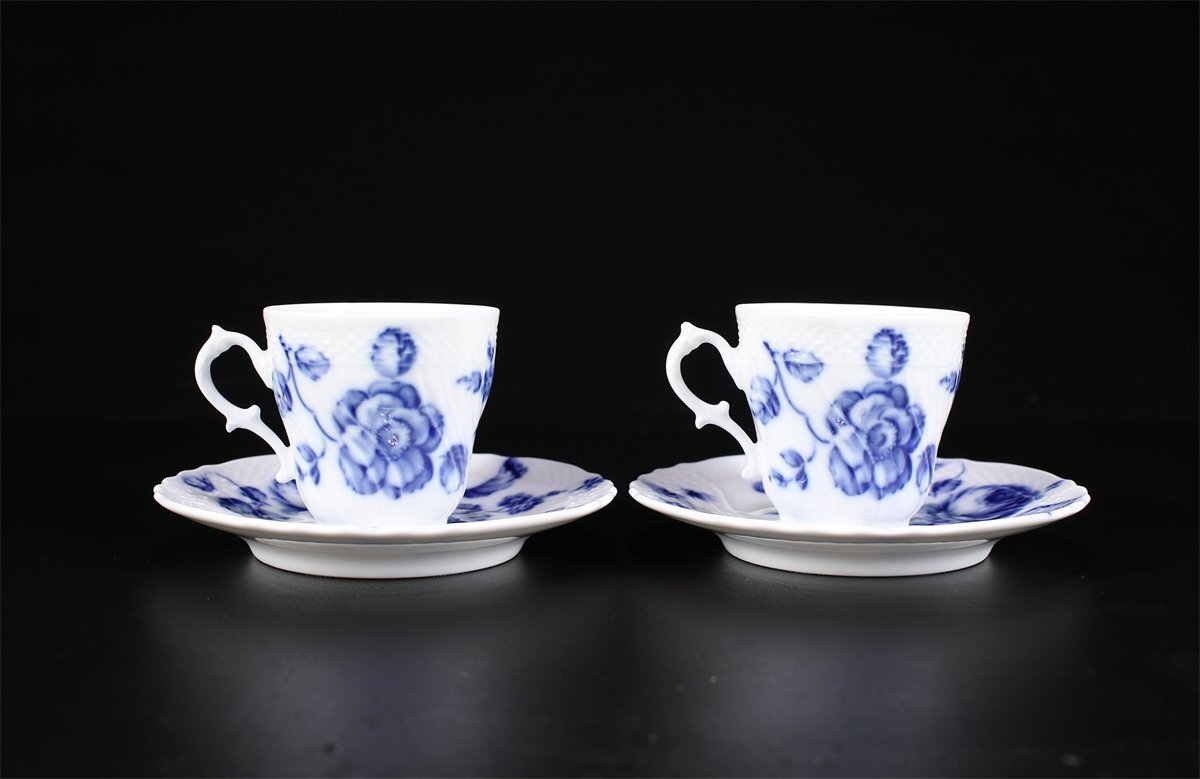 【吉】CK055 Richard Ginori 【リチャードジノリ】 染付花紋 デミタス カップ＆ソーサー 2組 4点セット／美品！_2