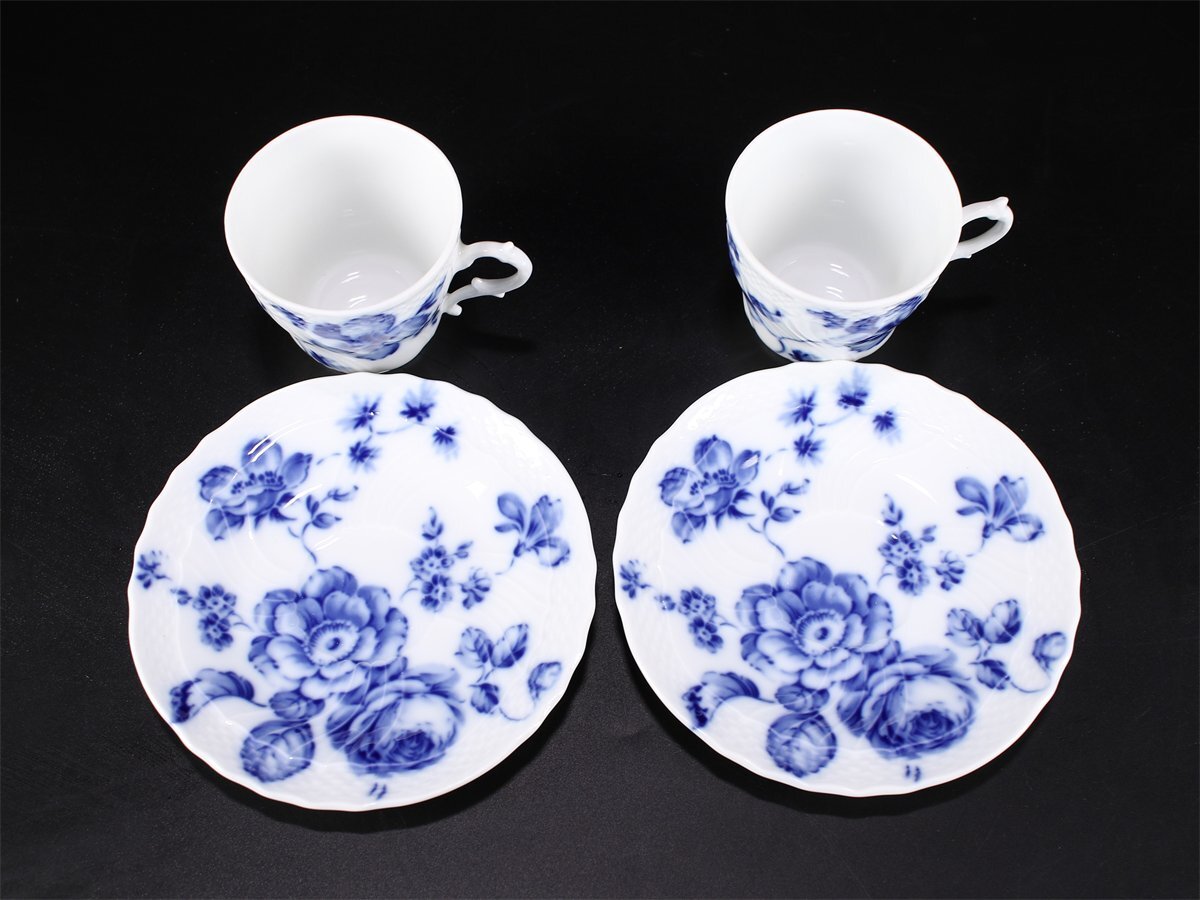 【吉】CK055 Richard Ginori 【リチャードジノリ】 染付花紋 デミタス カップ＆ソーサー 2組 4点セット／美品！_4