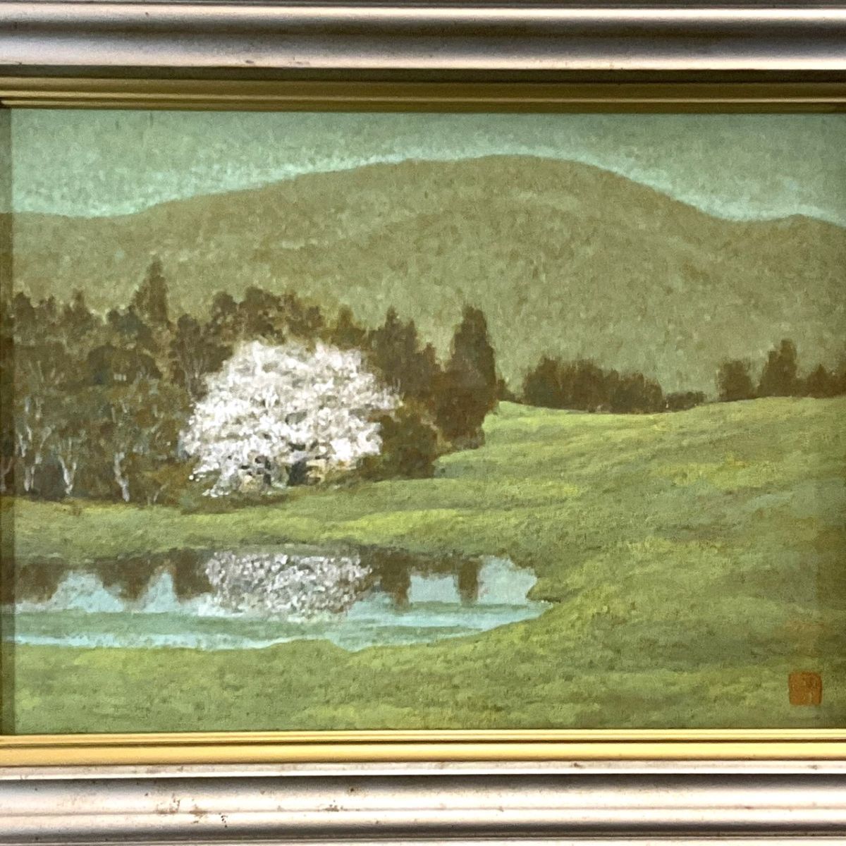 真作□日本画□佐々木曜□『春』□共シール □日展会員 外務大臣賞 師
