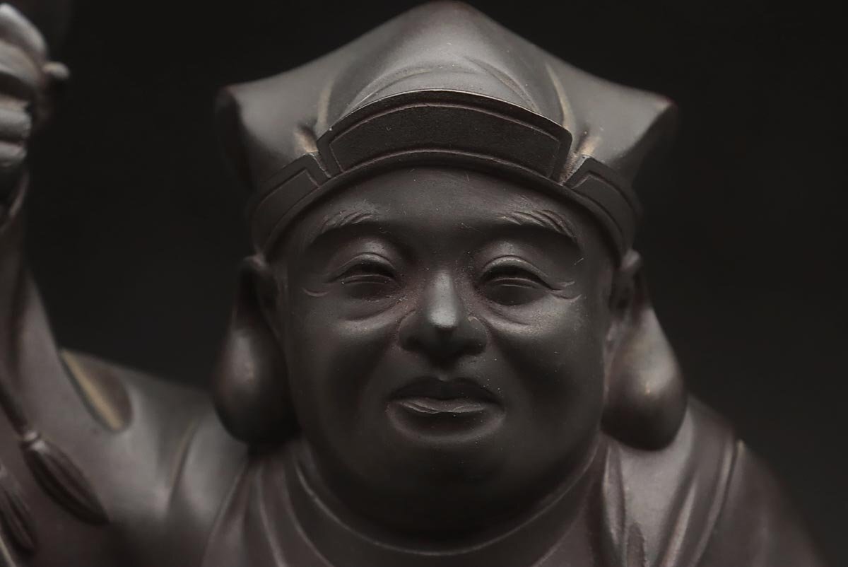 FA612 【高村光雲 作】ブロンズ「大黒天像」置物 高27.5cm・「鼠に二俵 