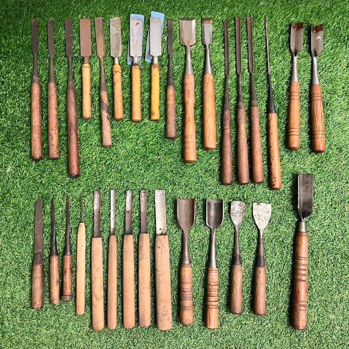 中古品】『6-666』ノミ 大量まとめ 鑿 のみ 叩き鑿 追入鑿 突き鑿 丸鑿 