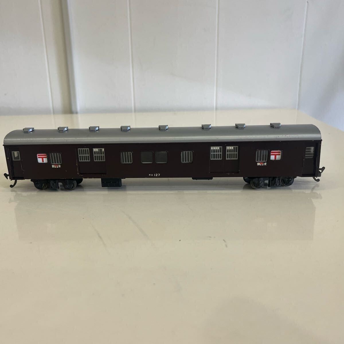 天賞堂 国鉄 オユ12 郵便車 茶色 HOゲージ 鉄道模型 外観良好_3