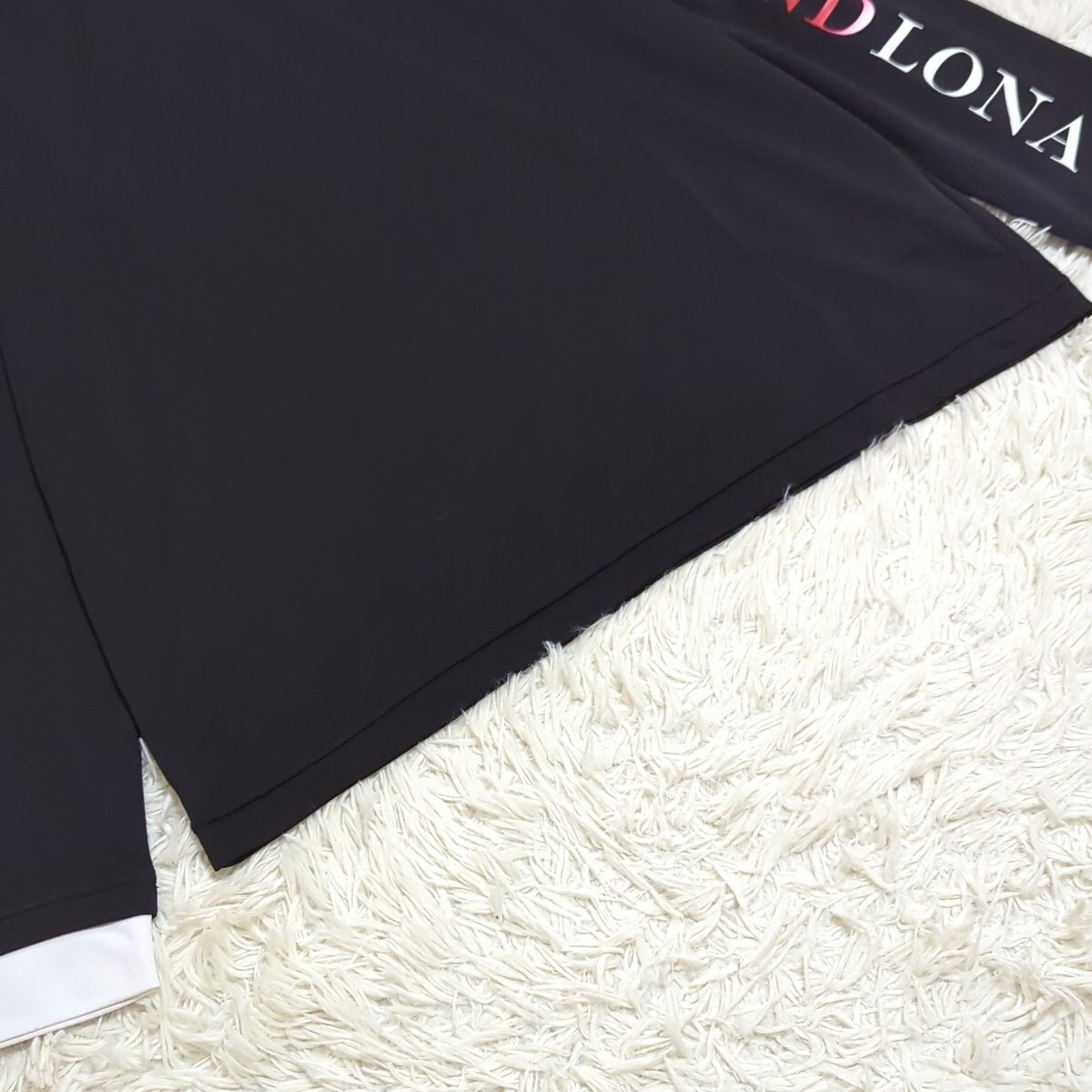 極美品 XL相当 近年モデル MARK&LONA マークアンドロナ モックネック シャツ スカル ロゴ ドライ 長袖Tシャツ ゴルフ ブラック黒 メンズ 50_4