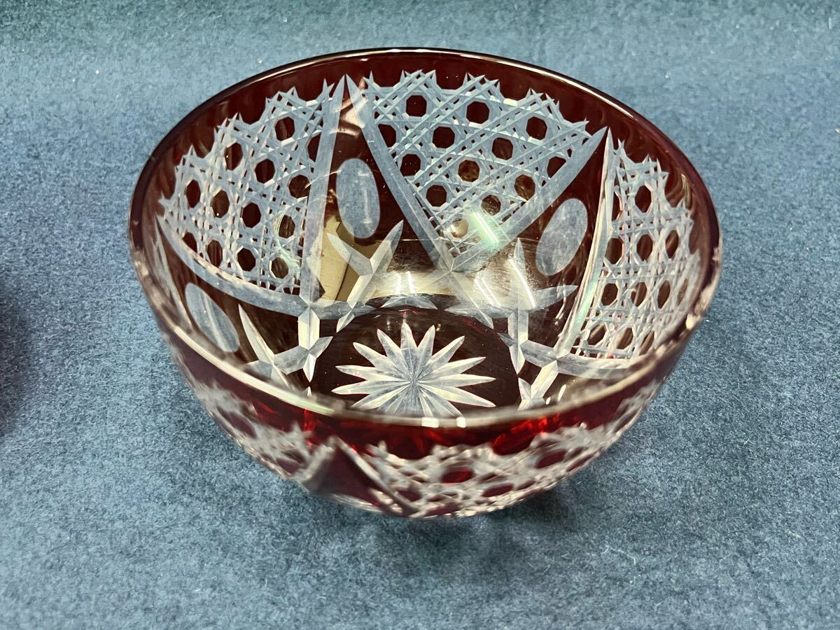 abjun072407 江戸切子 籠目紋ボンボニエール 伝統工芸士 木村泰典 作