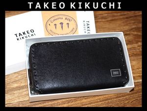 送料無料 即決【未使用】 TAKEO KIKUCHI ★ イタリアンレザーラウンドファスナー カード