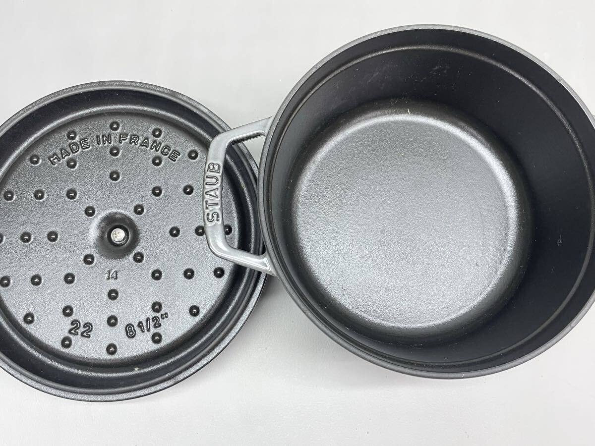 SI■未使用■ STAUB COCOTTE ストウブ ピコ ココット ラウンド 22cm グレー 鋳物 ホーロー鍋 両手鍋 鉄鍋 鍋 キッチン用品 フランス製_5