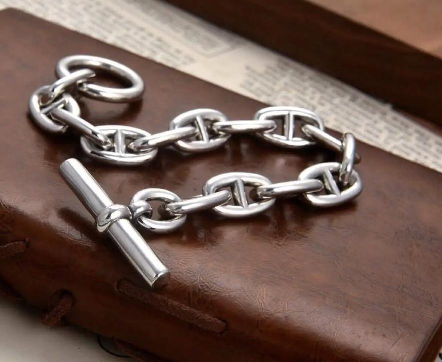 シルバー925 アンカーチェーン シェーヌダンクル 風ブレスレット 【刻印あり】_5