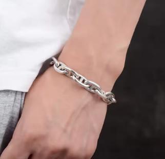 シルバー925 アンカーチェーン シェーヌダンクル 風ブレスレット 【刻印あり】_9