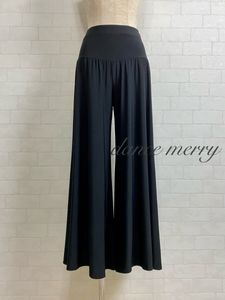 ★送料無料★【MERRY】 新品 社交ダンス 黒 パンツ ズボン ワイドパンツ 1448 レッスン