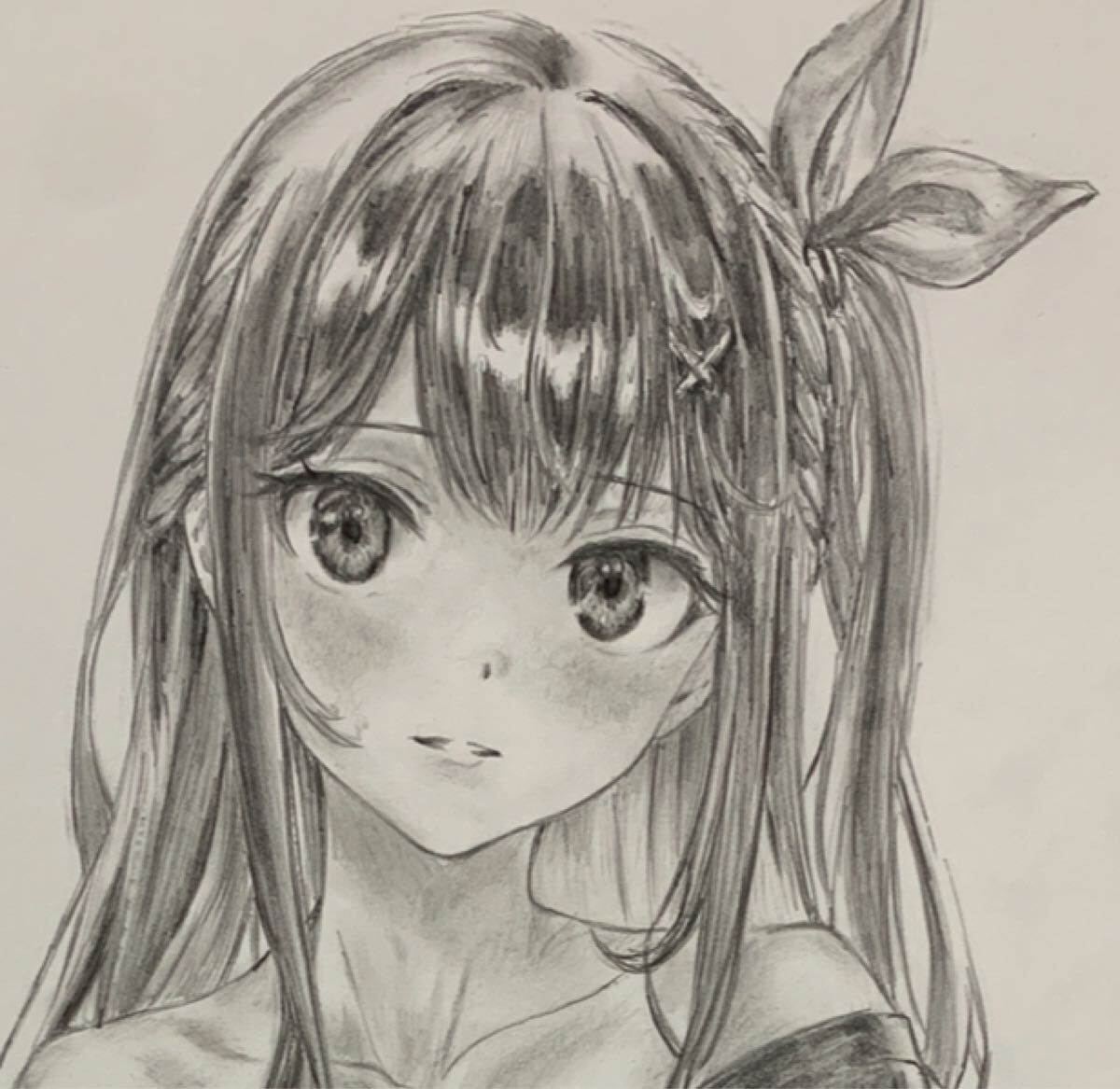 手描きイラスト 手書きイラスト 鉛筆画 オリジナルキャラ ケント紙