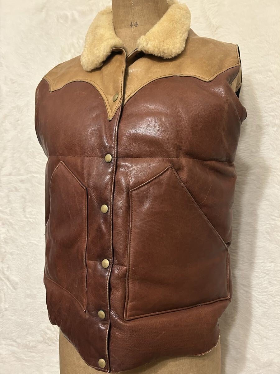 70s 60s ロッキーマウンテン フェザー ビンテージ ベスト ウエスタン M 70s ロッキーマウンテン オールレザー ダウンベスト ヴィンテージ